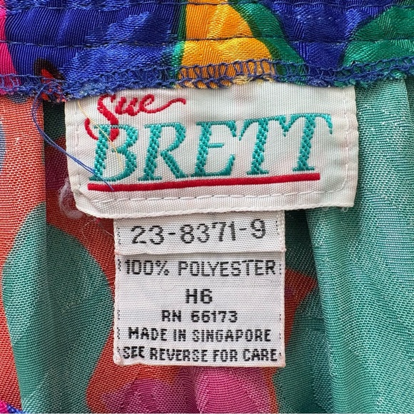 VTG Sue Brett Midi Skirt 40” Waist Jacquard Multicolor Abstract Leaf Print Artsy - Picture 2 of 11